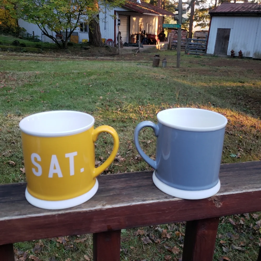 Creative Co-Op Saturday and Sunday Coffee Mugs